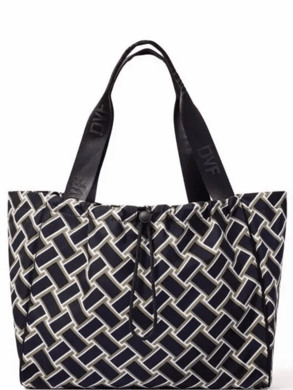 DVF x Target Geometric Nylon Tote Bag Black Brown Diane von Furstenberg